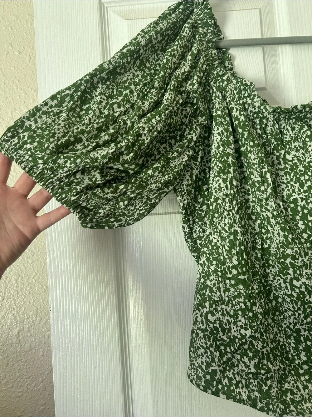 Abercrombie & Fitch Women's Green and White Blouse